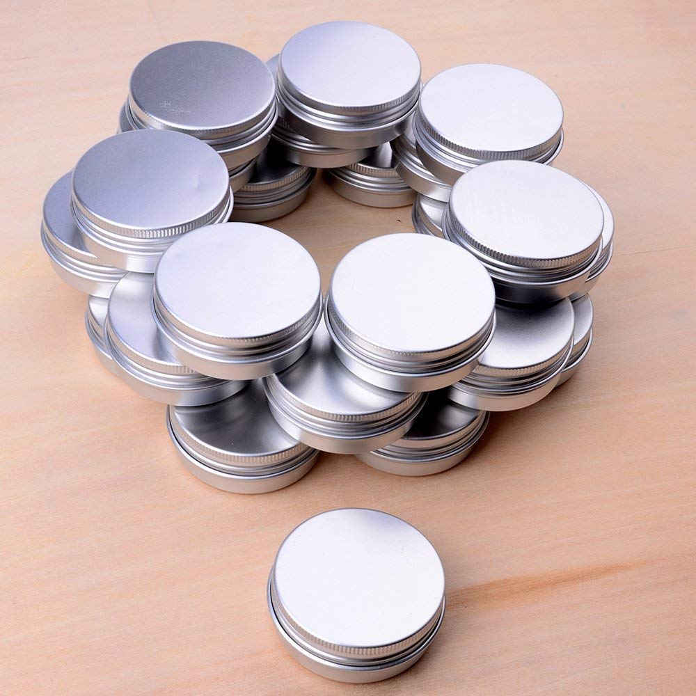 30 ml?1 oz?24 Pack Silver Aluminum Round Lip Balm Tin Storage Jar Containers with Screw Cap for Lip Balm, Cosmetic, Candles Beauty & Personal Care Marsheepy