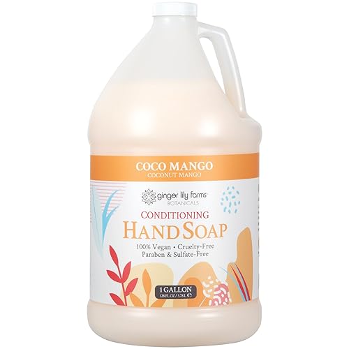 Ginger Lily Farms Botanicals All-Purpose Liquid Hand Soap Refill, Coco Mango, 100% Vegan & Cruelty-Free, Coconut Mango Scent, 1 Gallon (128 fl oz) Beauty & Personal Care Ginger Lily Farms