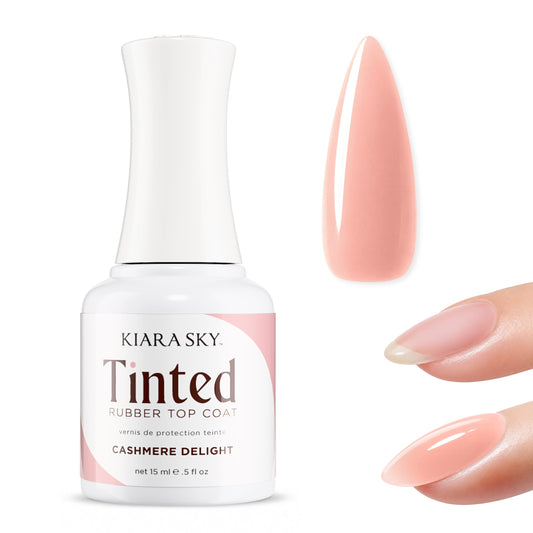 KIARA SKY Tinted Rubber Top Coat - 3-in-1 Gel Rubber Base, Color & No-Wipe Top Coat, Buildable Sheer, Chrome-Ready, 28+ Day Wear, LED Soak-Off