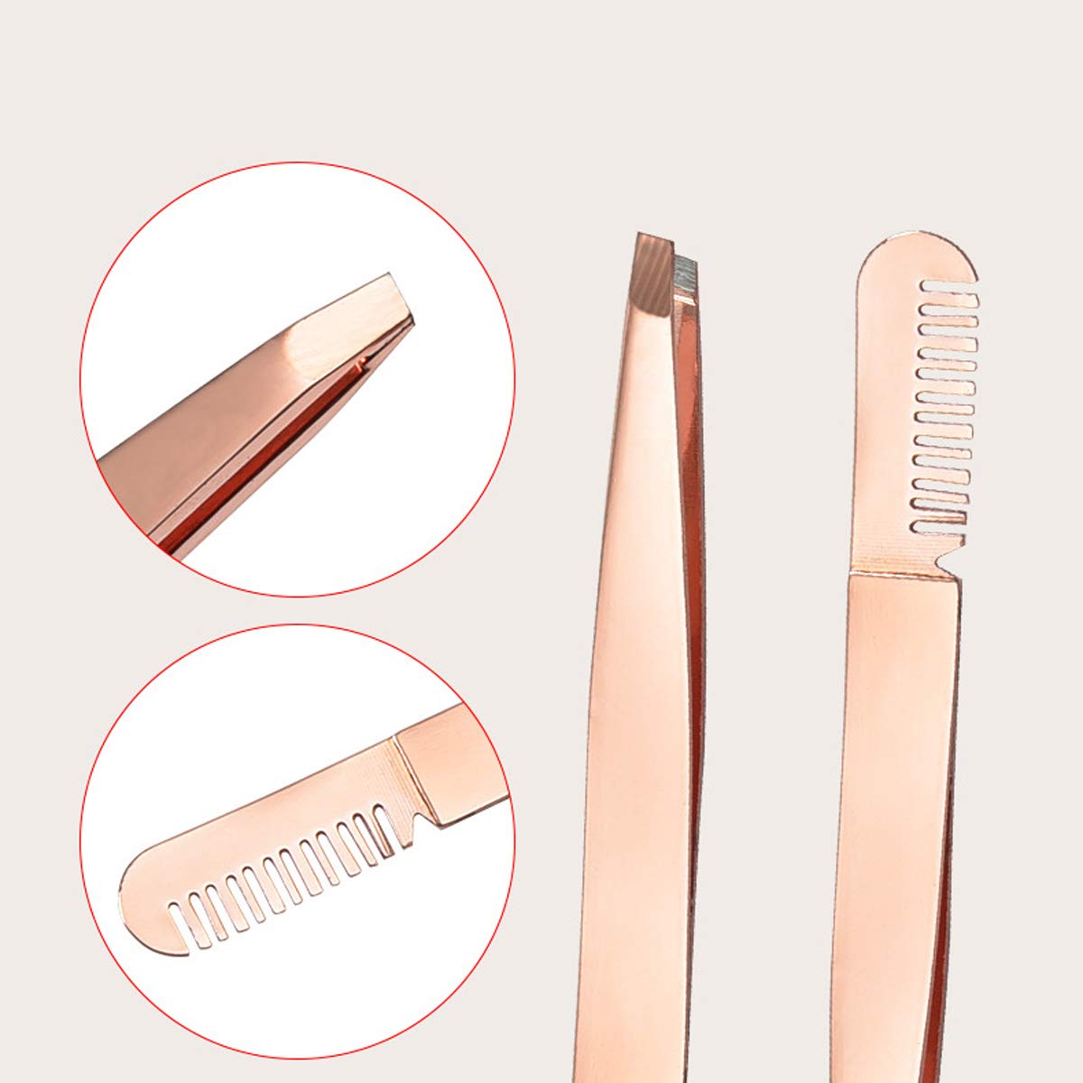 2 Pieces Multifunctional Eyebrow Tweezers with Eyebrow Comb False Eyelashes Applicator Tool Makeup Grooming Tool for Eyebrows or Facial Hair(Rose Beauty & Personal Care mollensiuer