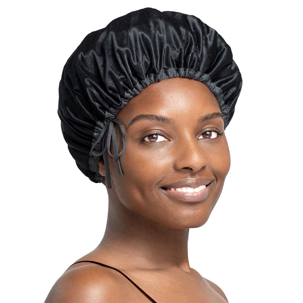 Stay On Satin Hair Wrap Drawstring Womens Bonnet for Sleeping, Black Beauty & Personal Care Stay On Satin