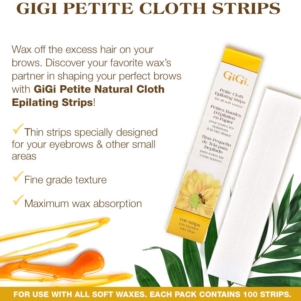 GiGi Waxing Strips for Hair Waxing/Hair Removal, Petite Cloth Strips - 100 Strips Beauty and Personal Care GIGI