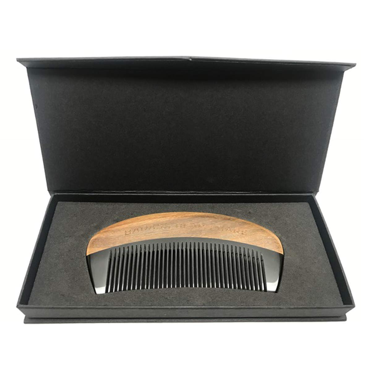 Badass Beard Care Black Series - Fine Tooth Ox Horn Comb For Men - 100% Ox Horn & Sandalwood, Hand Made, Sanded and Polished Beauty and Personal Care Badass Beard Care