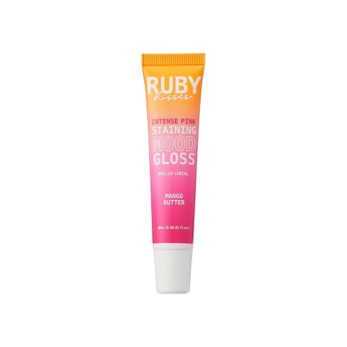 Ruby Kisses pH Lip Gloss, Intense Pink Tinted Lip Balm Stain, Mood Color Changing Lipstick with Mango Butter for Long-Lasting Hydration, Lightweight Beauty & Personal Care Ruby Kisses