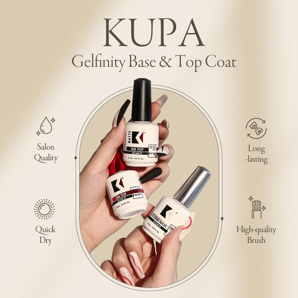 KUPA GelFinity - Soak Off Gel - Top Coat Glossy Finish (No-Wipe) 0.5 Fl Oz Beauty & Personal Care KUPA
