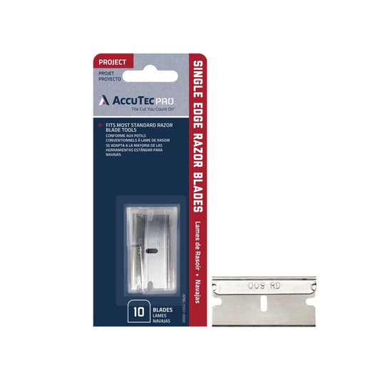 Single Edge Aluminum Backed Razor Utility Blades - 10-Pack - .009 In Made of High Carbon Steel for Extra Durability and Long Life - APBL-7037 Beauty and Personal Care AccuTec Pro