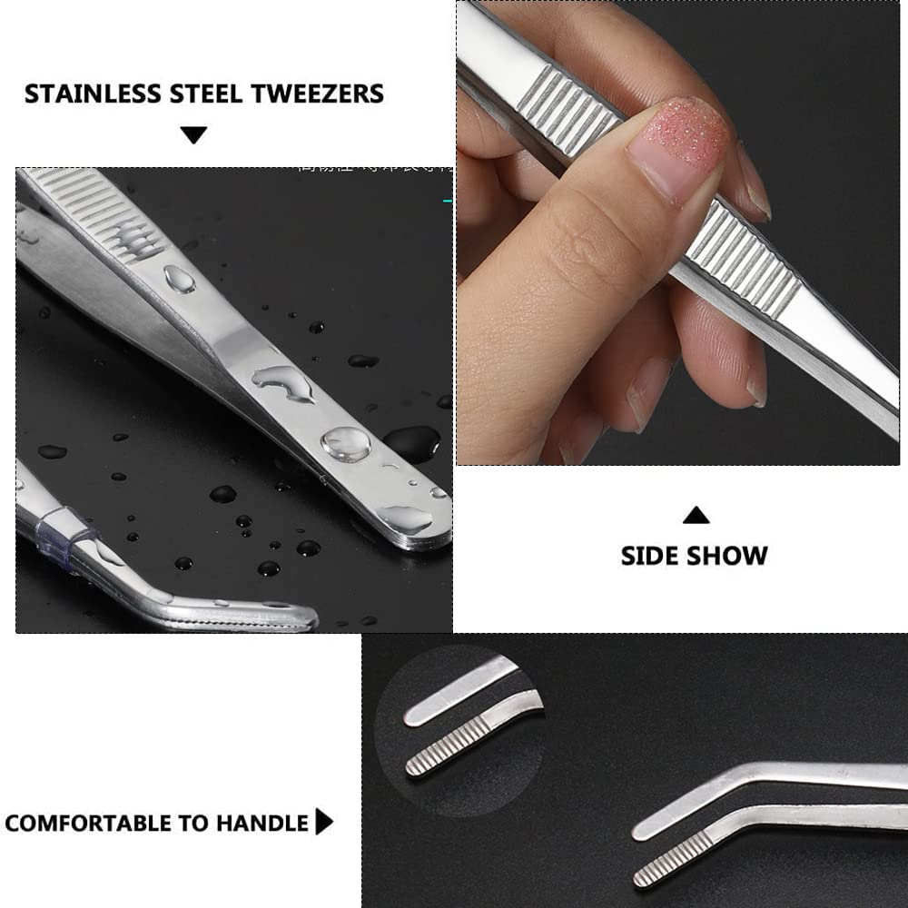 Hegebeck Stainless Steel Tweezers, 200mm 430 Multi Purpose Curved Tweezer, for Facial Ingrown Hairs Splinter Remover, Plants, Daily Beauty Tool Beauty and Personal Care Hegebeck