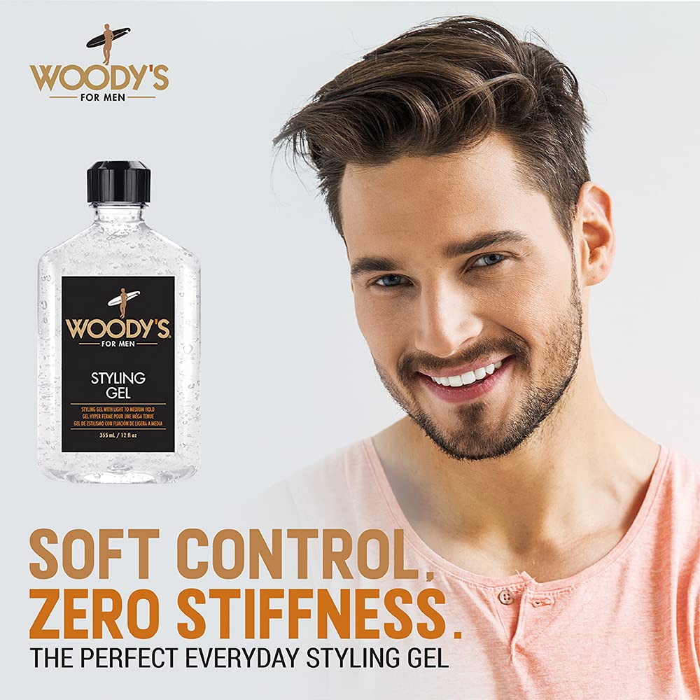 Woody's Styling Gel for Men - Alcohol-Free Men's Hair Gel with Light to Medium Hold, No Crunch, Touchable Finish, 12 fl oz Beauty & Personal Care Woody's