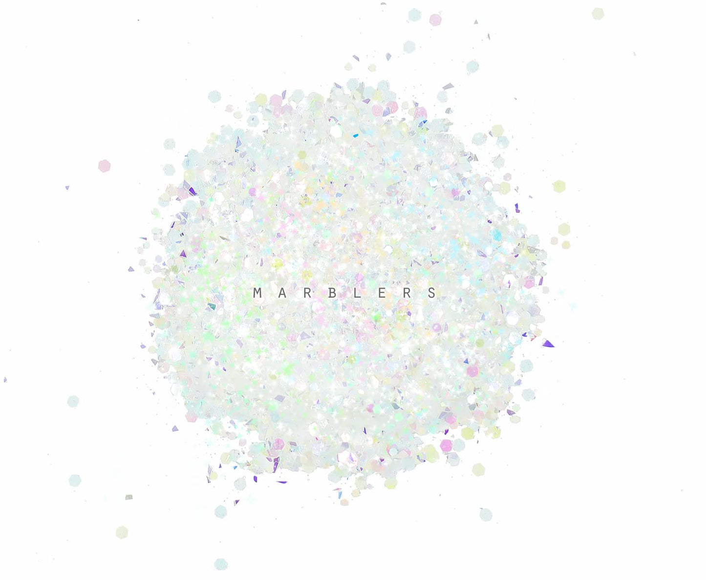 MARBLERS Mixed Shaped Face & Body Glitter [White] 0.18oz (5g) | Chunky | Chopped | Flake | Non-Toxic | Vegan | Cruelty-Free | Festival, Rave & Party Beauty & Personal Care MARBLERS