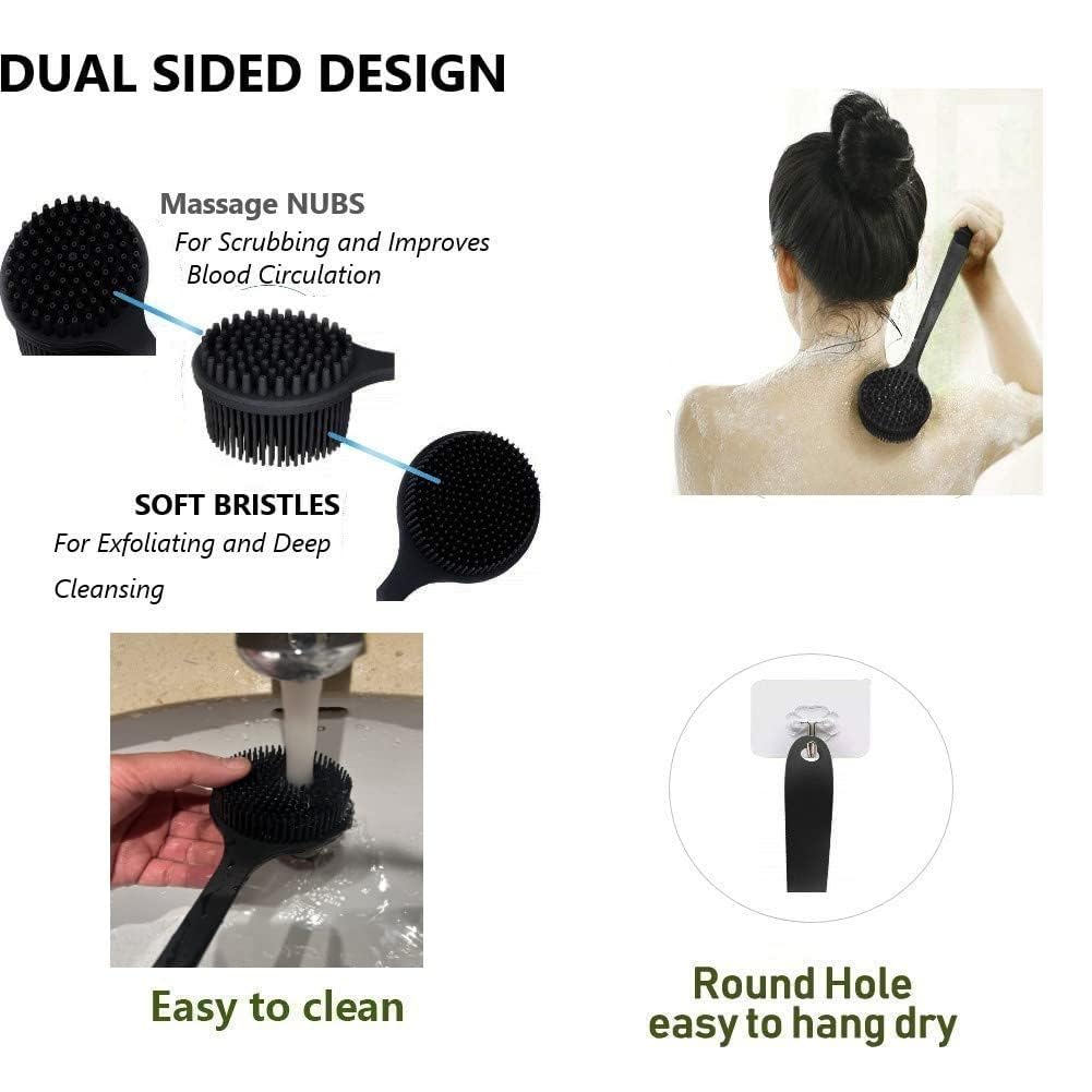 Cinlitek Silicone Body Scrubber, Long Handle Back Scrubber for Body, Shower Srush Back Brush Body Exfoliator Beauty & Personal Care Cinlitek