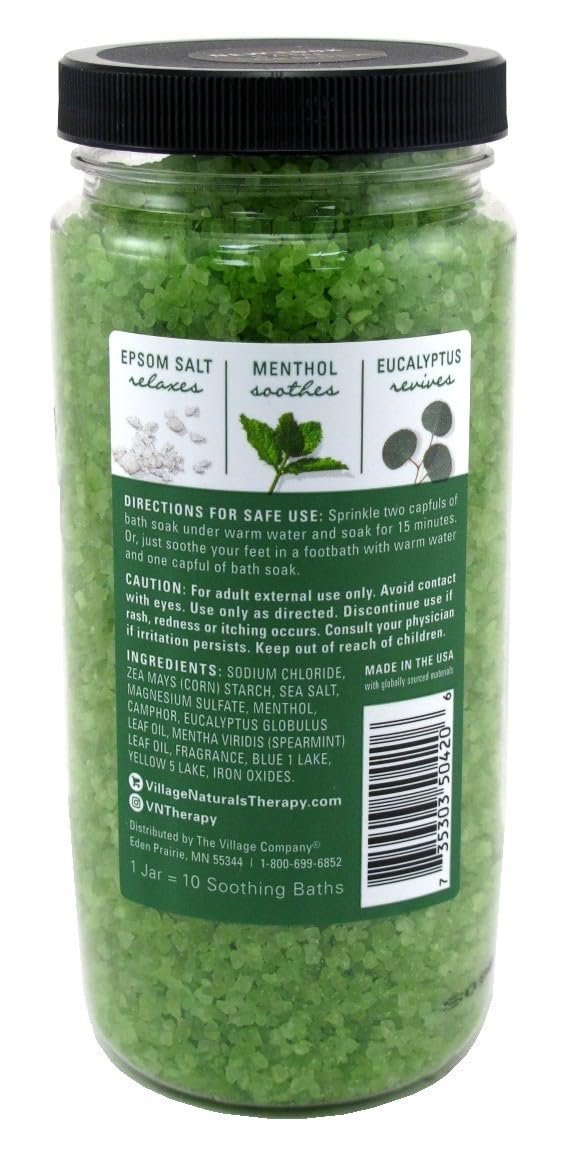 Village Naturals Mineral Bath Soak Muscle Eucalyptus Mint 20 Ounce (Pack of 2) Beauty and Personal Care Village Naturals Therapy