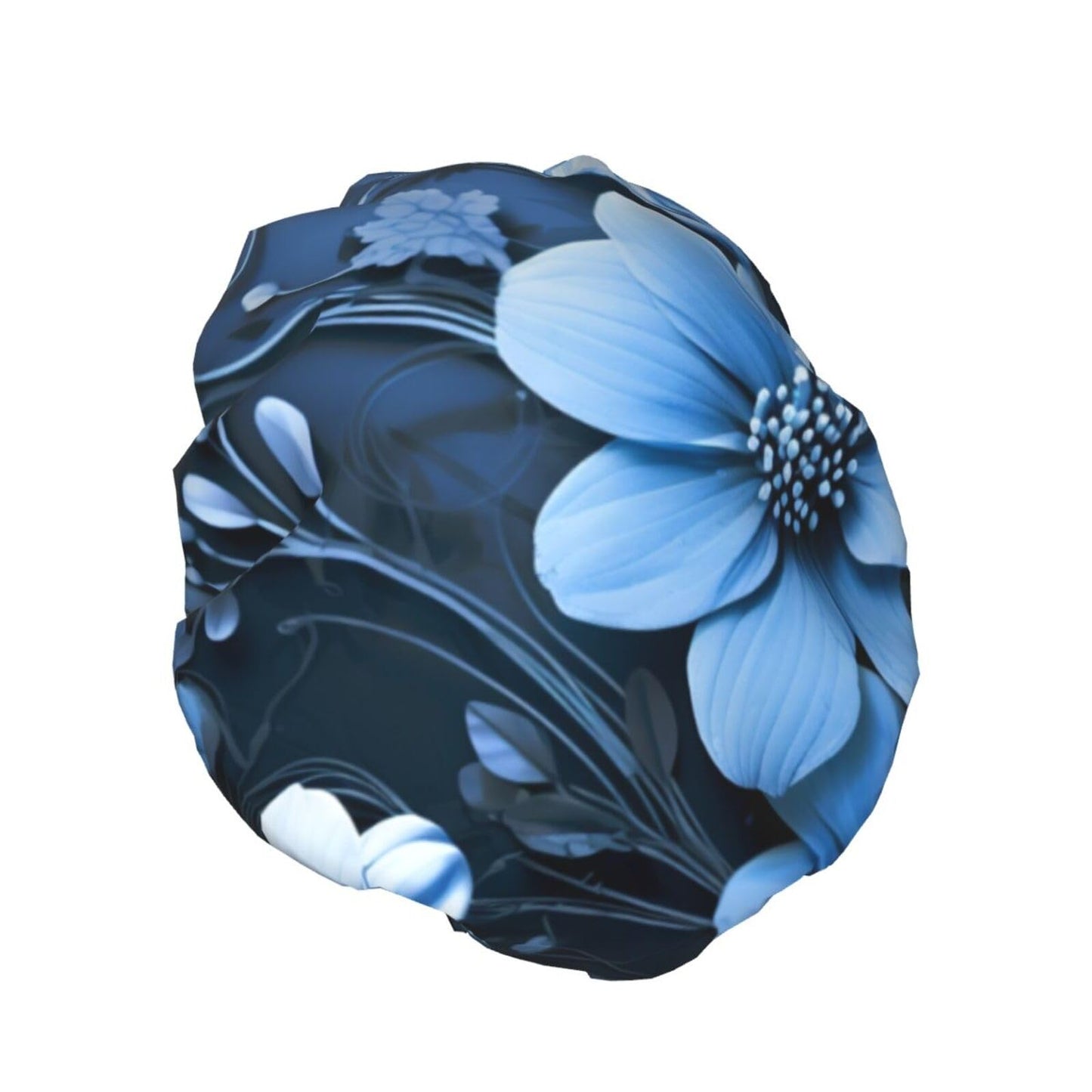 Blue Flowers Shower Cap for Women Men Large Reusable Shower Bonnet Double-Layer Waterproof Bath Caps Elastic Band Hair Hat for All Hairstyles Beauty and Personal Care BWLHJKE
