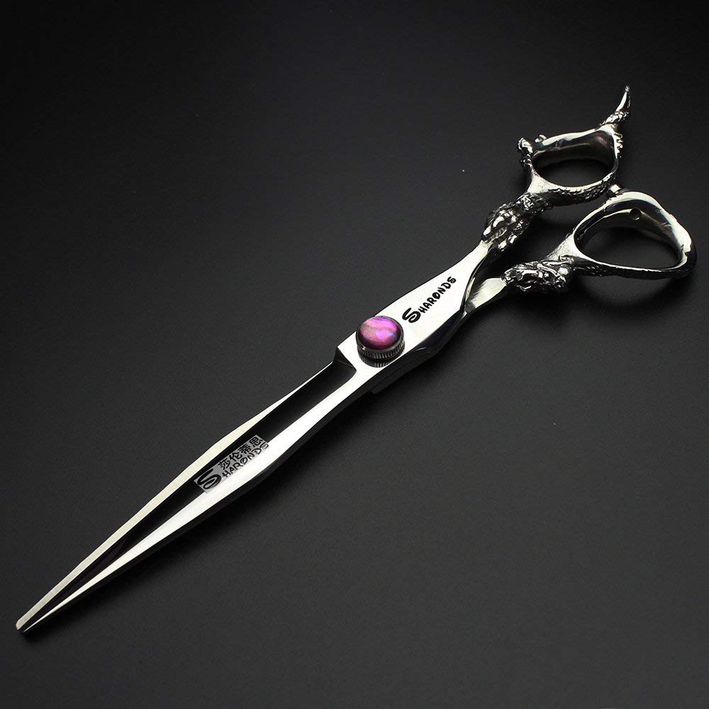 7 inch barber scissors,purple diamond barber scissors(7 Inch Flat-AA)