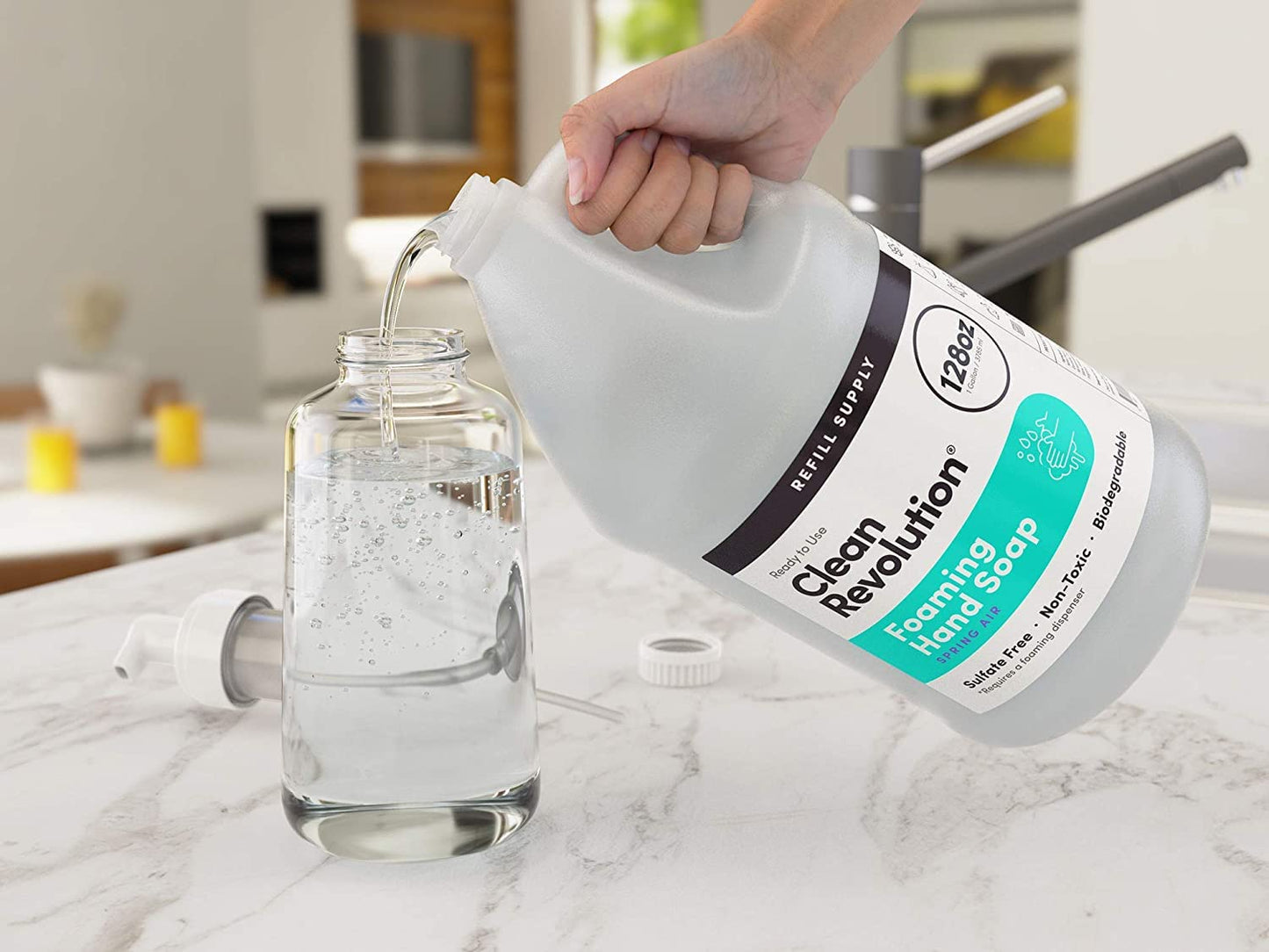 Clean Revolution Foaming Hand Soap Refill Supply Container, Ready to Use Formula, Spring Air Fragrance, Gluten Free, 128 Fl. Oz Beauty & Personal Care Clean Revolution
