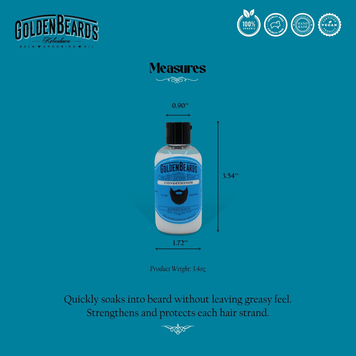 Golden Beards Beard Wash Set or single - Organic Beard Shampoo & Conditioner for Men, 100ml Each - Nourishing Jojoba & Oils with Carshalton Lavender Beauty and Personal Care Golden Beards Kobenhavn BALM GROOMING OIL
