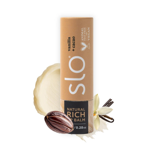 Slo Hydrating Lip Balm - All Natural Ingredients, Rich Lip Balm with Organic Jojoba, Rosehip, Cocoa Butter - Vegan, Cruelty-Free, Paper Packaging Beauty and Personal Care Slo