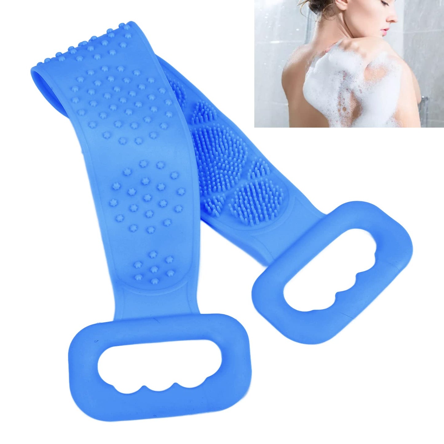 YUYTE Silicone Back Scrubber Brushfor Shower,Dual Sided Bath Body Scrubber,Shower Brush Washer Extra Long with Handle,Back Applicator,Exfoliating Back Beauty and Personal Care YUYTE