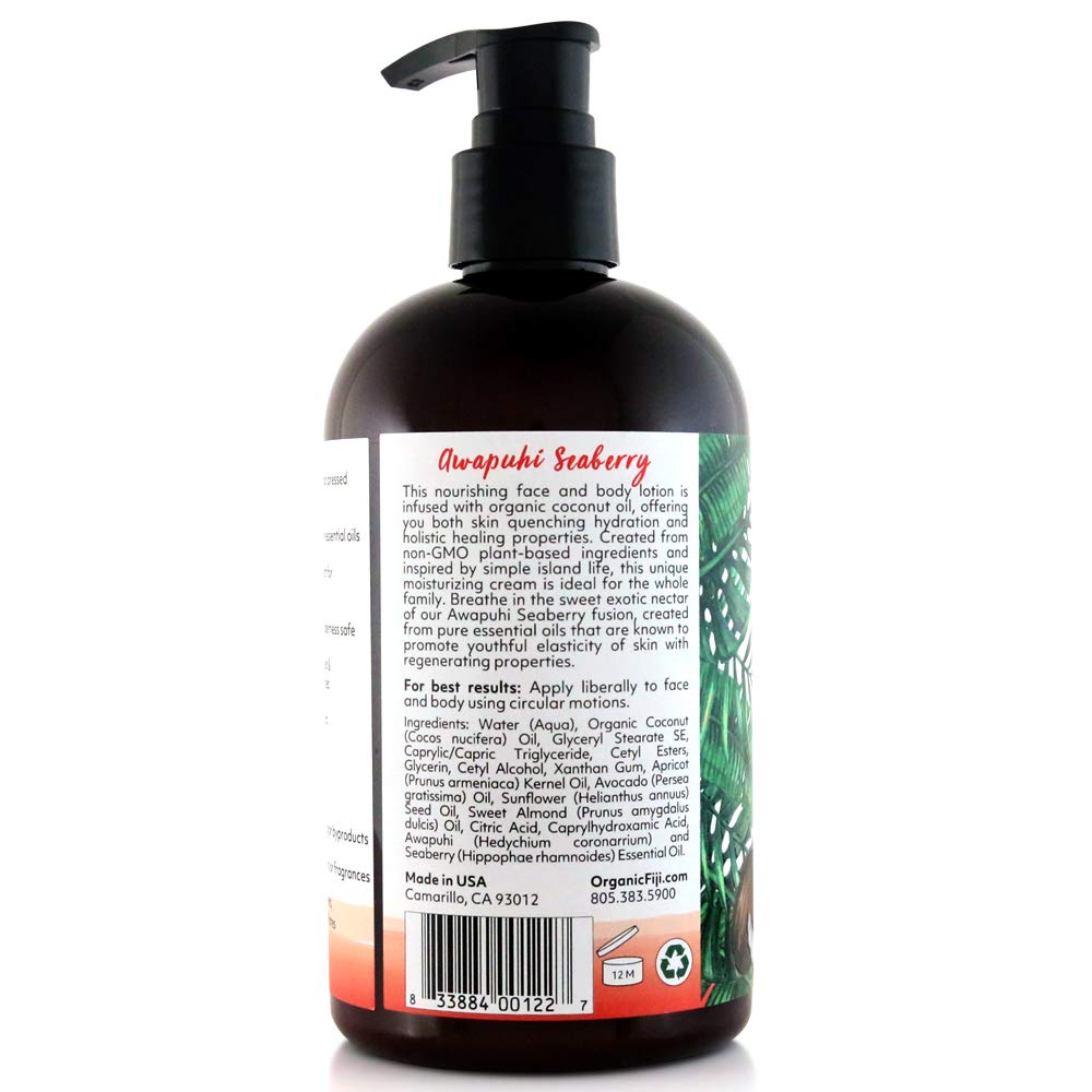 Coco Fiji Face & Body Lotion Infused With Coconut Oil | Lotion for Dry Skin | Moisturizer Face Cream & Massage Lotion for Women & Men | Awapuhi Beauty & Personal Care Organic Fiji