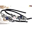 2PCS Women Lady Crystal Headband With Flower Beaded Metal Hard Headpiece Beauty & Personal Care Suoirblss