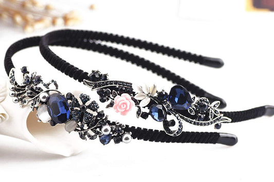 2PCS Women Lady Crystal Headband With Flower Beaded Metal Hard Headpiece Beauty & Personal Care Suoirblss