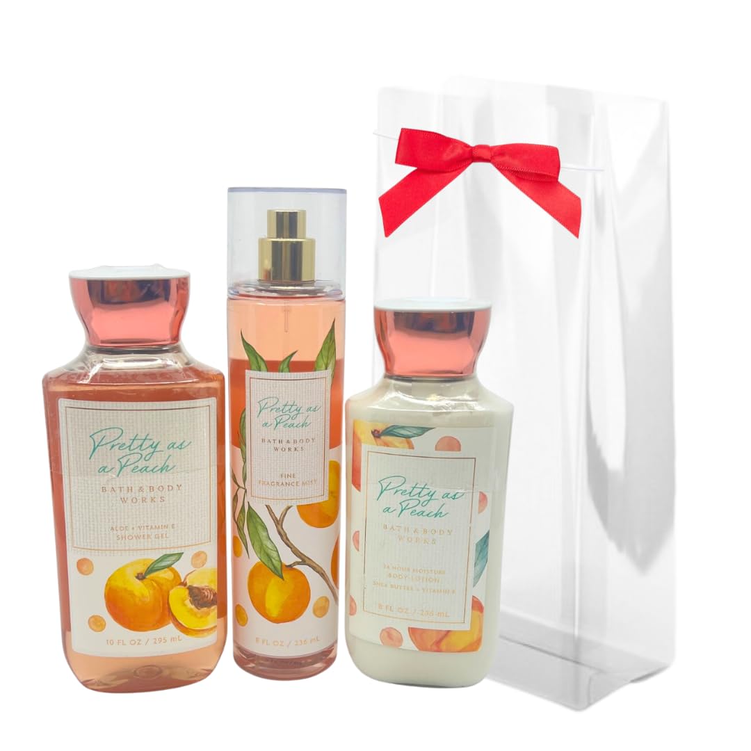 Bath & Body Works Pretty as Peach 3-Pc Gift Set – Shower Gel 10 oz, Fine Fragrance Mist 8 oz & Body Lotion 8 oz | Holiday Bundle Beauty & Personal Care Bath & Body Works