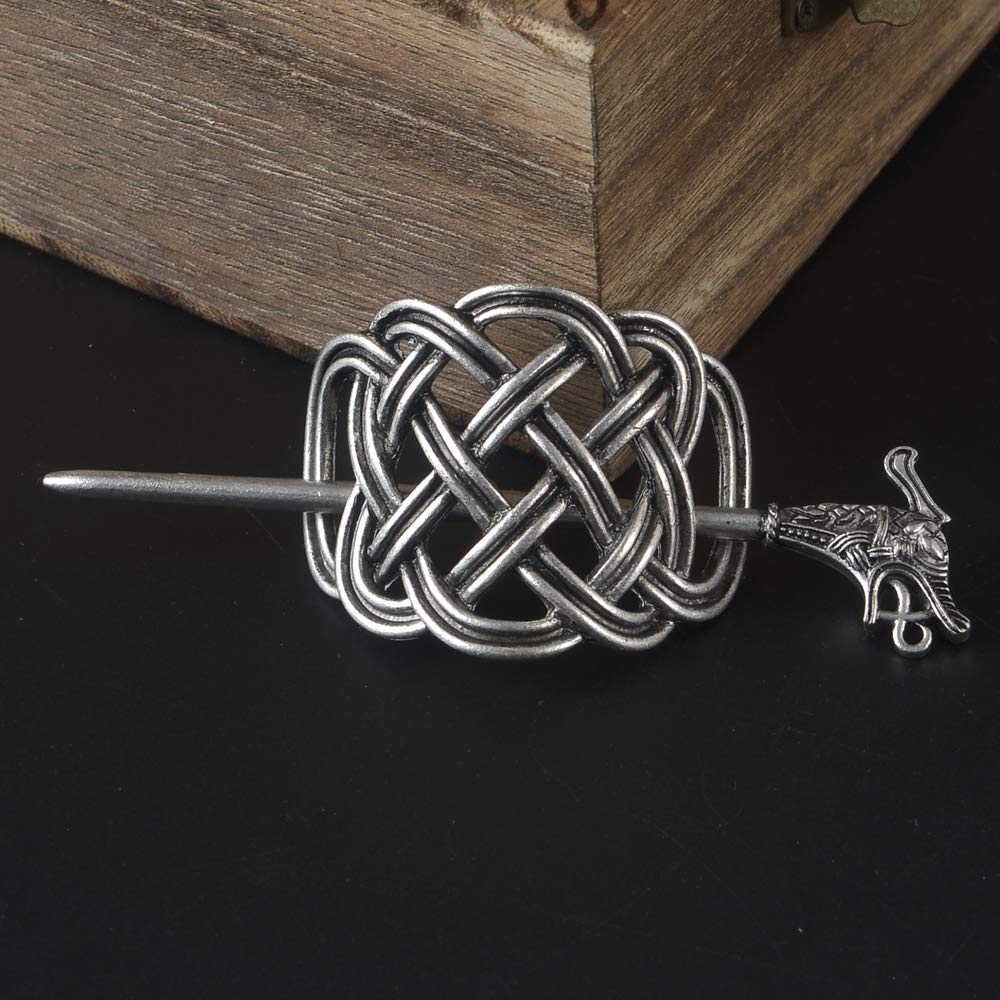 Viking Celtic Hair Clips Hairpins- Viking Hair Accessories Celtic Knot Hair Pins Antique Silver Hair Sticks Irish Hair Decor Accessories for Long Hair Beauty & Personal Care LQQQL