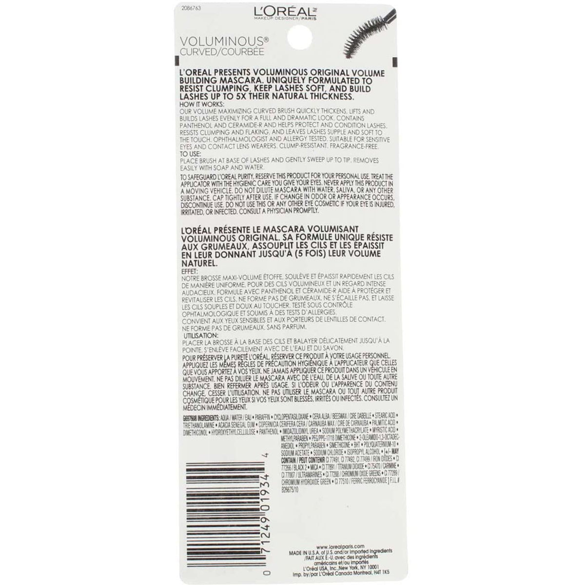 L’Oreal ParisVoluminous Curved Mascara, Black [340], 0.28 oz (Pack of 6)