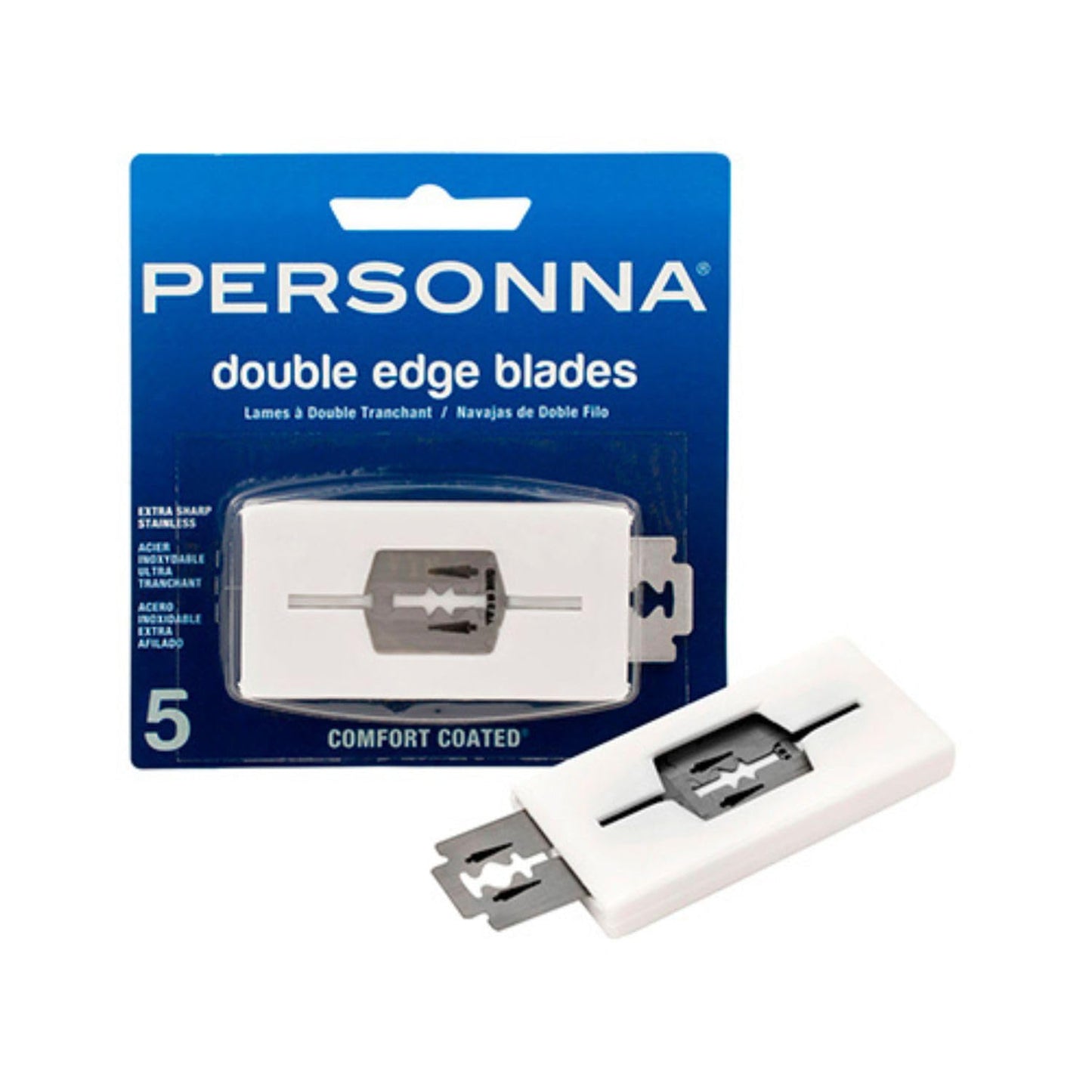 Personna DE Stainless Steel Double Edge Blades - 4" Length, 4.25" Width, 0.5" Height, 5-Pack - 60-0141-NUPC Beauty and Personal Care AccuTec