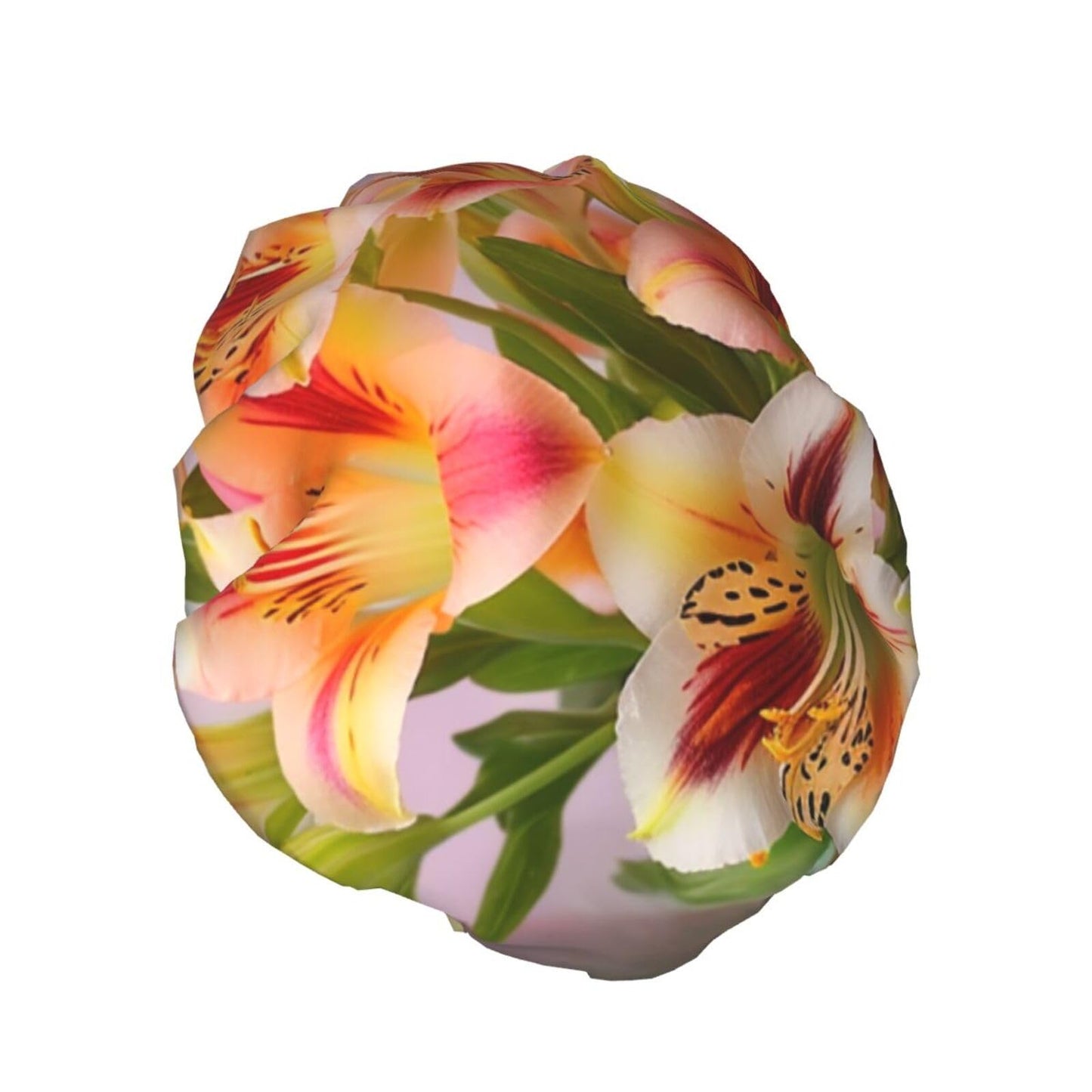 Alstroemeria Shower Cap For Women Reusable Double Layers Bathing Bath Cap Hair Caps Waterproof Elastic Band Ladies Spa Salon Shower Hat Hair Caps Beauty and Personal Care GDSHJKLW