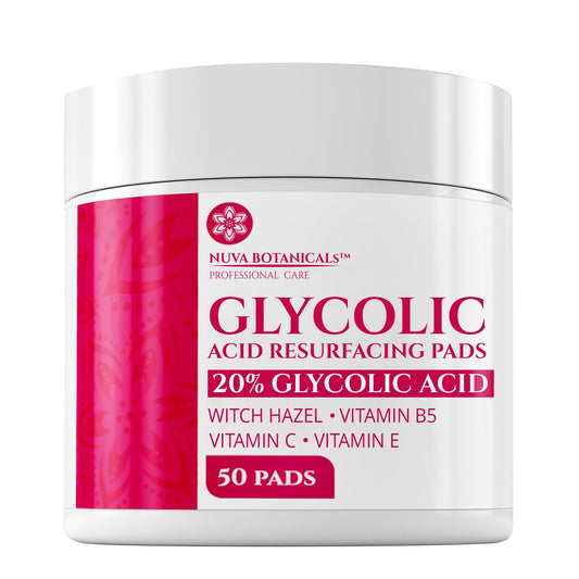 20% Glycolic Acid Exfoliating Pads 50 Ct – At-Home Chemical Peel with Vitamin C | Face Pads for Acne, Wrinkles, Dark Spots & Smooth Skin Beauty & Personal Care Nuva Botanicals