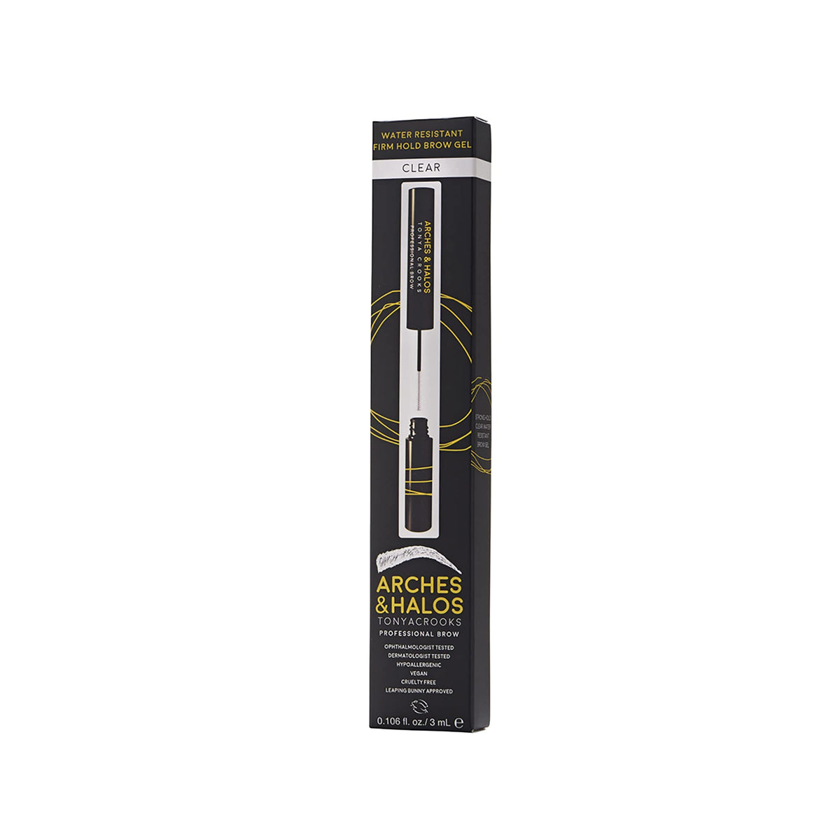 Arches and Halos Water Resistant Firm Hold Eyebrow Gel - Clear Brow Gel for Lasting Definition - Non Flaking Weightless Formula - Vegan - 0.1 oz