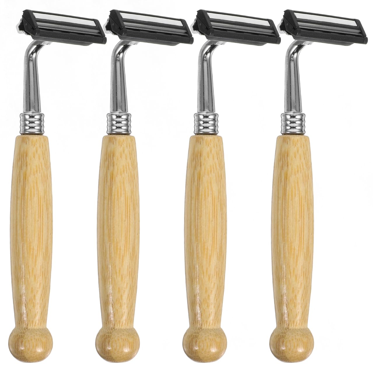 WOONEKY Bamboo Safety Razor Set with Handle 4-Pack Stainless Steel Blades for Smooth Irritation-Free Shaving Men S Beard Clipper Razor with Natural Beauty and Personal Care WOONEKY