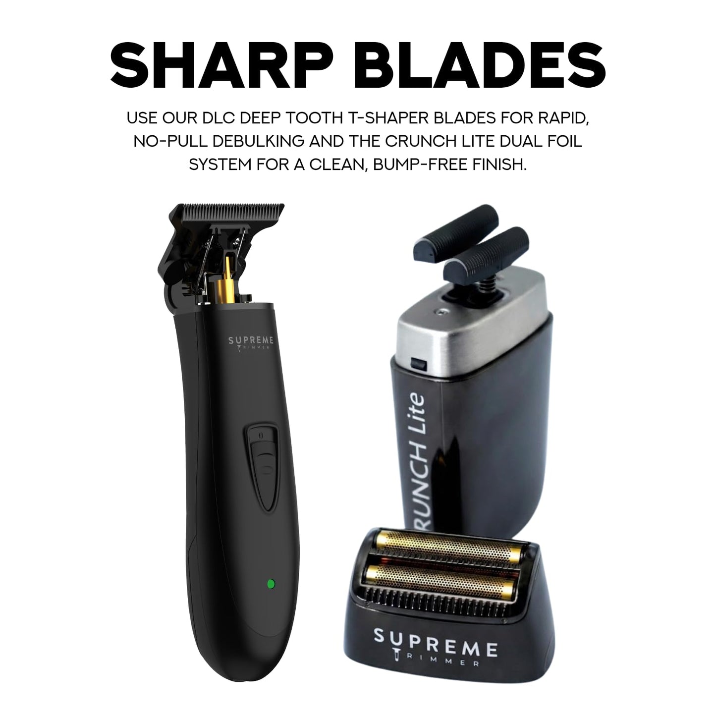 Supreme Trimmer 2-in-1 DLC T-Shaper Trimmer + Crunch Lite Foil Shaver Combo - Barber-Grade Precision, Low Noise, Cordless Travel Kit - Beard Beauty and Personal Care Supreme Trimmer