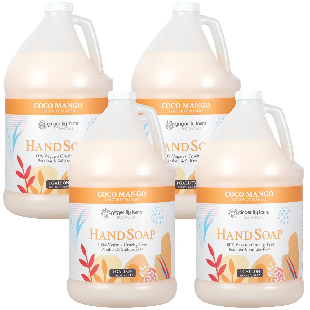 Ginger Lily Farms Botanicals All-Purpose Liquid Hand Soap Refill, Coco Mango, 100% Vegan & Cruelty-Free, Coconut Mango Scent, 1 Gallon (Pack of 4) Beauty & Personal Care Ginger Lily Farms