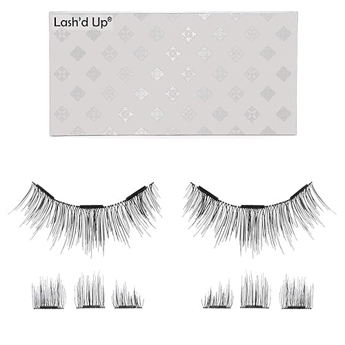 Lash'd Up Magnetic Eyelashes Without Eyeliner 3 Magnets (Can also be worn as Dual Magnets) Full Eye Snap-on Set Soft Faux Silk Vegan (Long & Volume) Beauty & Personal Care Lash'd Up