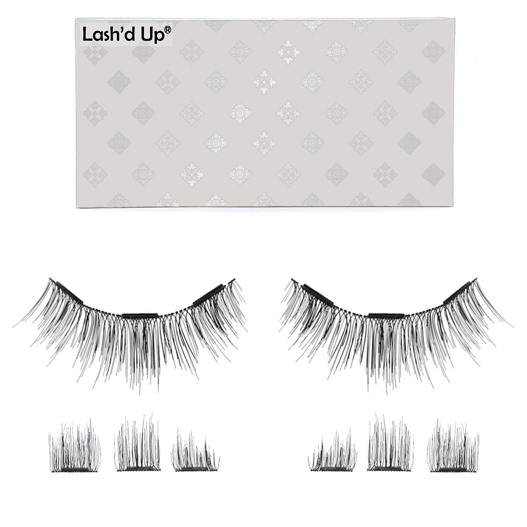 Lash'd Up Magnetic Eyelashes Without Eyeliner 3 Magnets (Can also be worn as Dual Magnets) Full Eye Snap-on Set Soft Faux Silk Vegan (Long & Volume) Beauty & Personal Care Lash'd Up