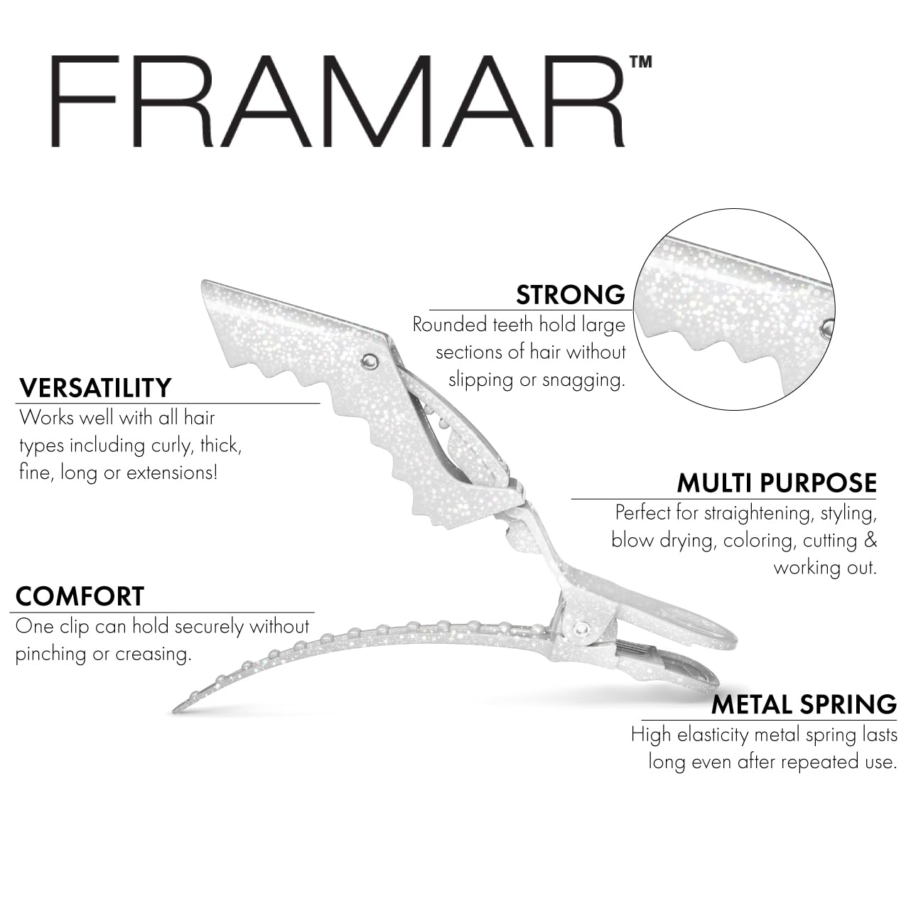 FRAMAR Glitter Hair Clip Set - Alligator Clips For Hair Styling, Hair Styling Clips Sectioning, Glitter Hair Clips For Women Styling, Salon Hair Clips Beauty and Personal Care FRAMAR