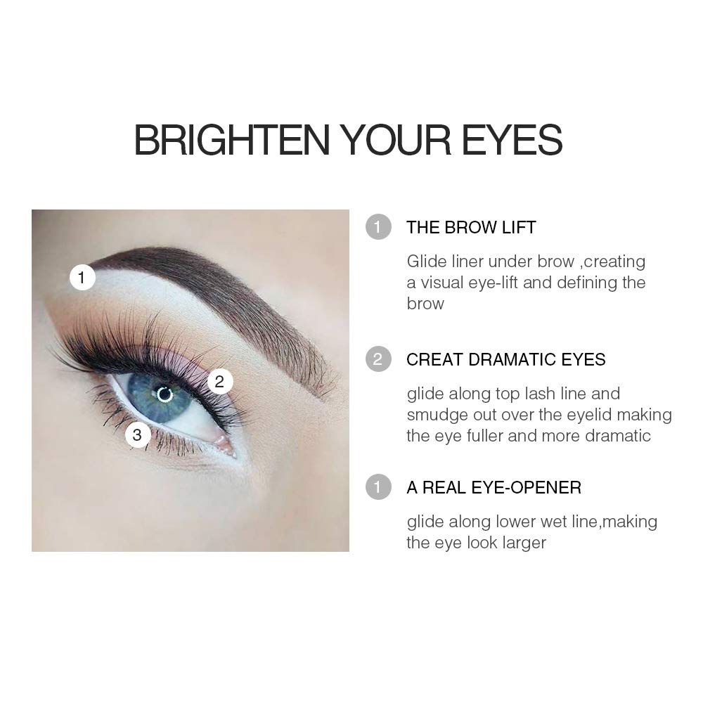 KAIQIKAIXI 6 White Eyeliner Pencils Professional Use as Highlighter, Soft, Waterproof, Long-Lasting Eyeshadow, Eye Brightener,Eye Shadow Pencil, Lip Beauty & Personal Care KAIQIKAIXI