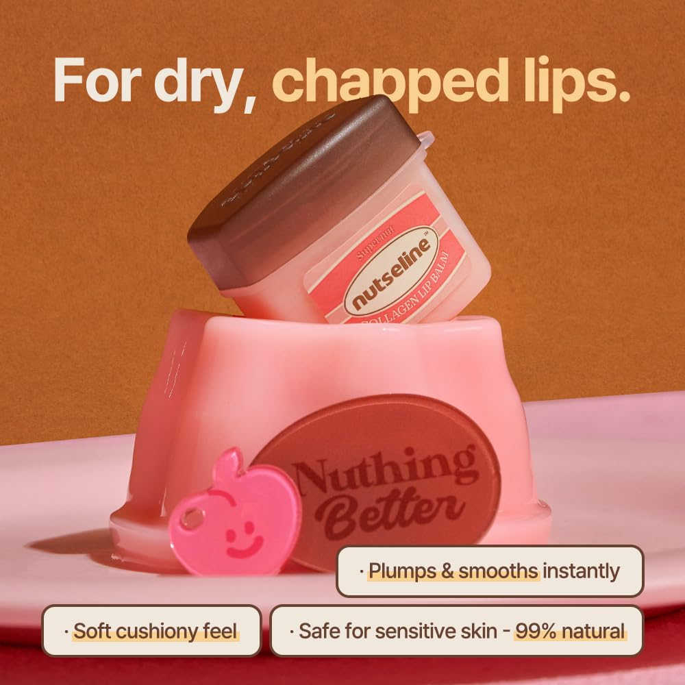 Nutseline Super Nut Collagen Keyring Lip Balm 11ml - 3-in-1 Lip Care Korean Skin Care, Plumps & Firms Lips, Collagen-Boosting, Shea Butter Formula Beauty and Personal Care nutseline