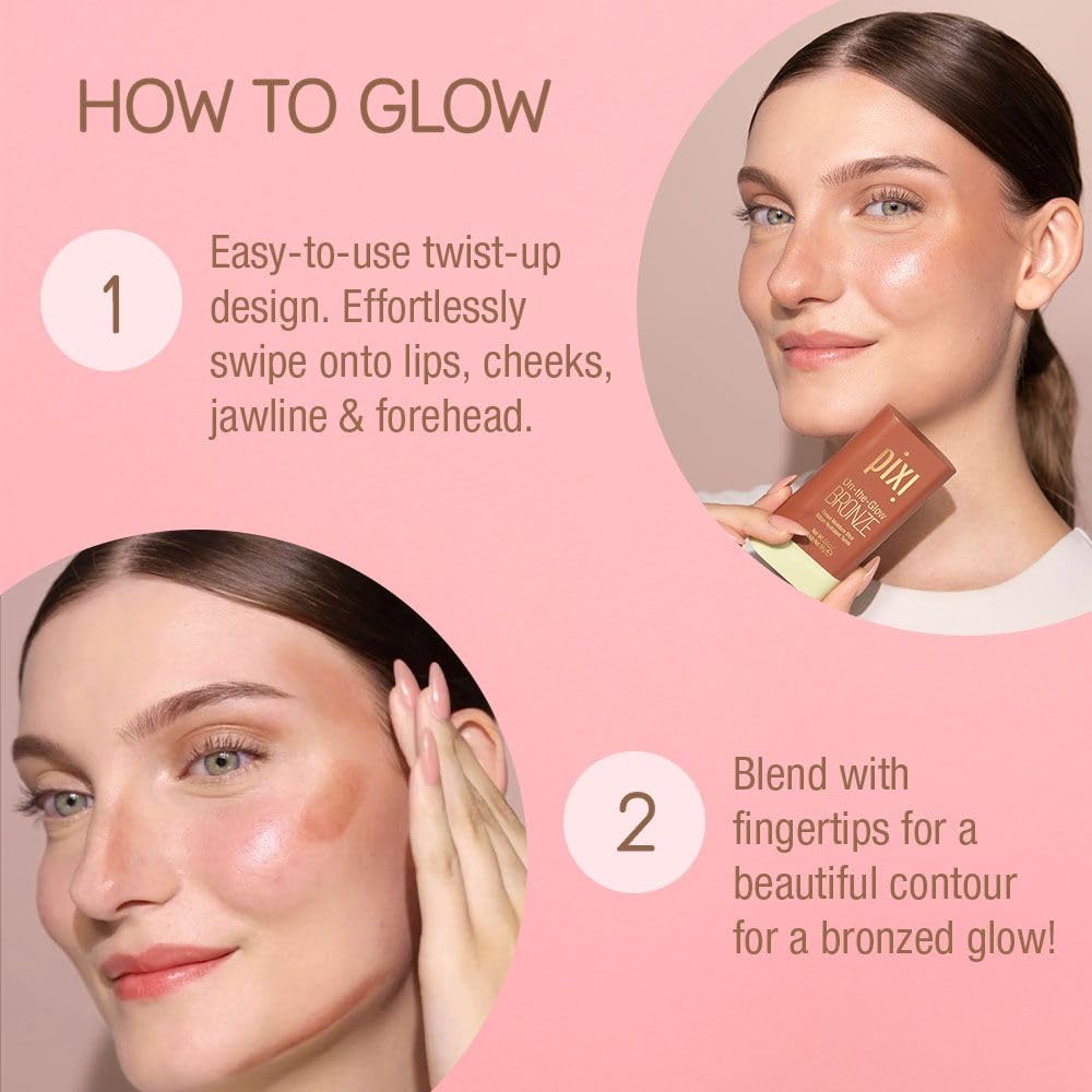 Pixi On-the-Glow Bronze - BeachGlow, Hydrating Tinted Moisture Bronzer Stick with Ginseng, Aloe Vera & Fruit Extracts, For Cheeks & Lips, 19g / 0.6oz Beauty & Personal Care Pixi