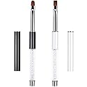 Ycyan 2Pcs Oval & Flat UV Builder Gel Nail Brush Set Rhinestone Handle Professional Nail Art Design Brushes for Polygel Hard Gel Beauty & Personal Care Ycyan