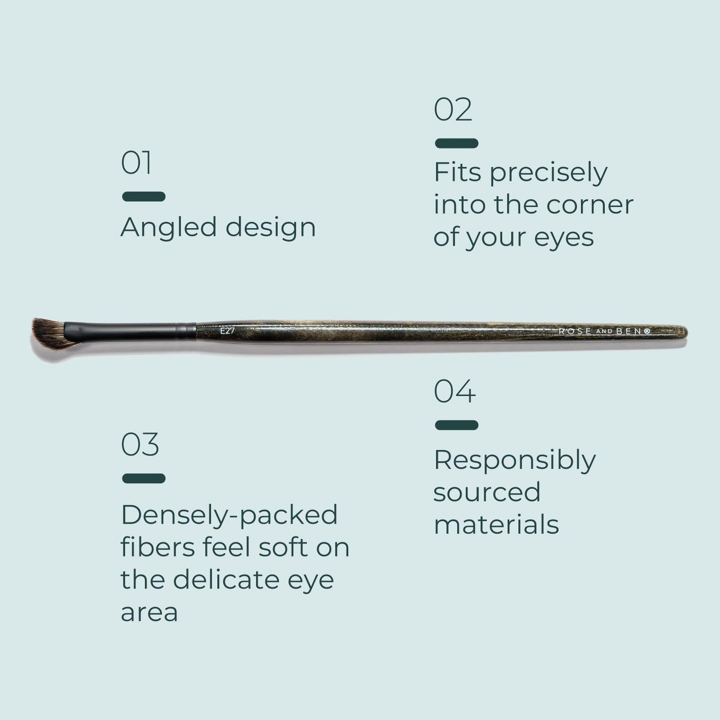 Rose and Ben Beauty E27 Inner Detail Eye Brush | Angled Design for Precise Application | Cruelty-Free Bristles Beauty & Personal Care Rose and Ben Beauty