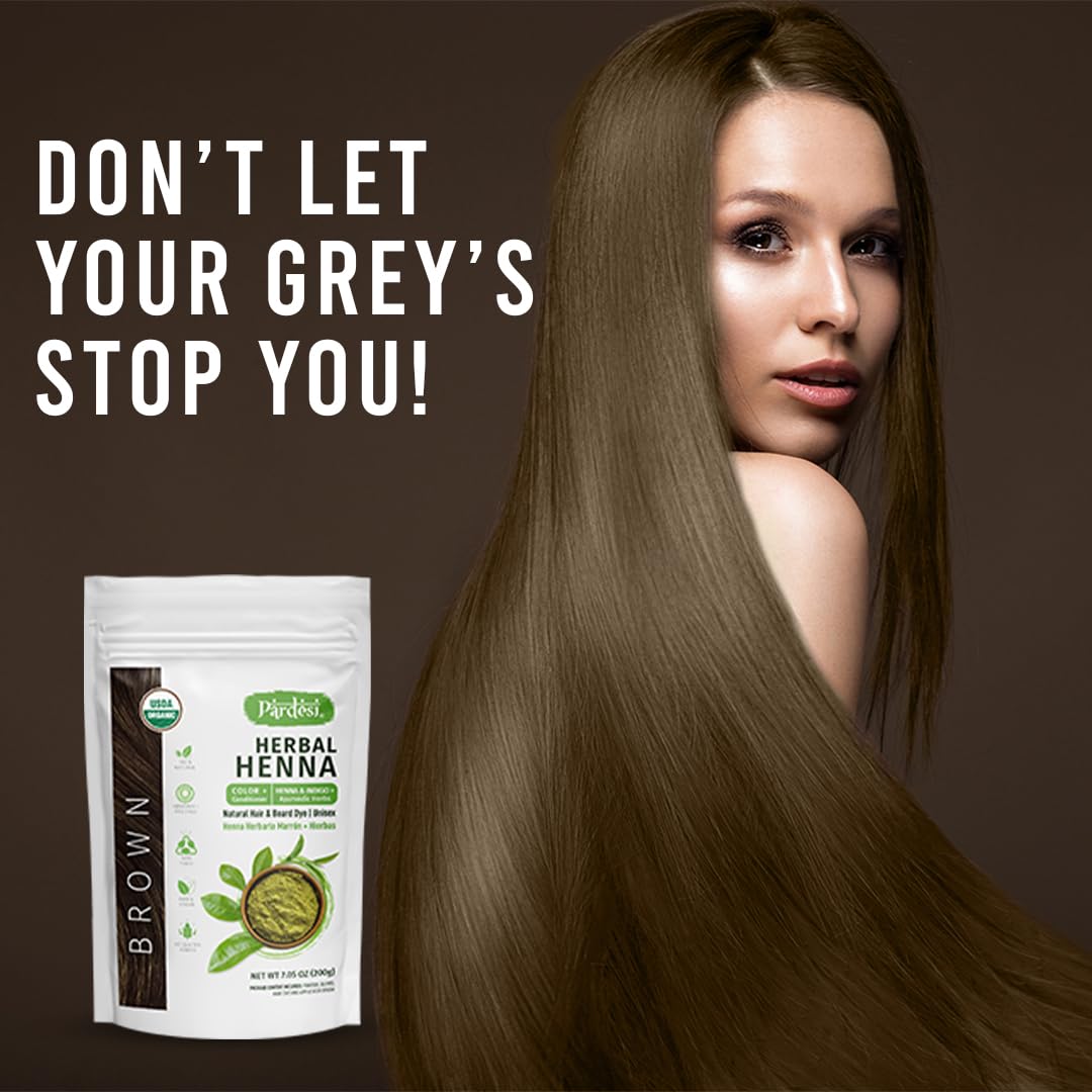 Pardesi Organic Henna Brown 200g - Natural Hair Color & Conditioning Treatment | Halal, Non-GMO, Vegan | Chemical-Free Beauty & Personal Care PARDESI