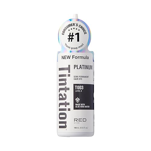 Red by Kiss Tintation Semi-Permanent Hair Color, Aloe Vera Water Based, Argan Oil, Olive Oil, Collagen & Keratin, Long-Lasting Color Dye (Platinum, 5 Beauty & Personal Care Red By Kiss