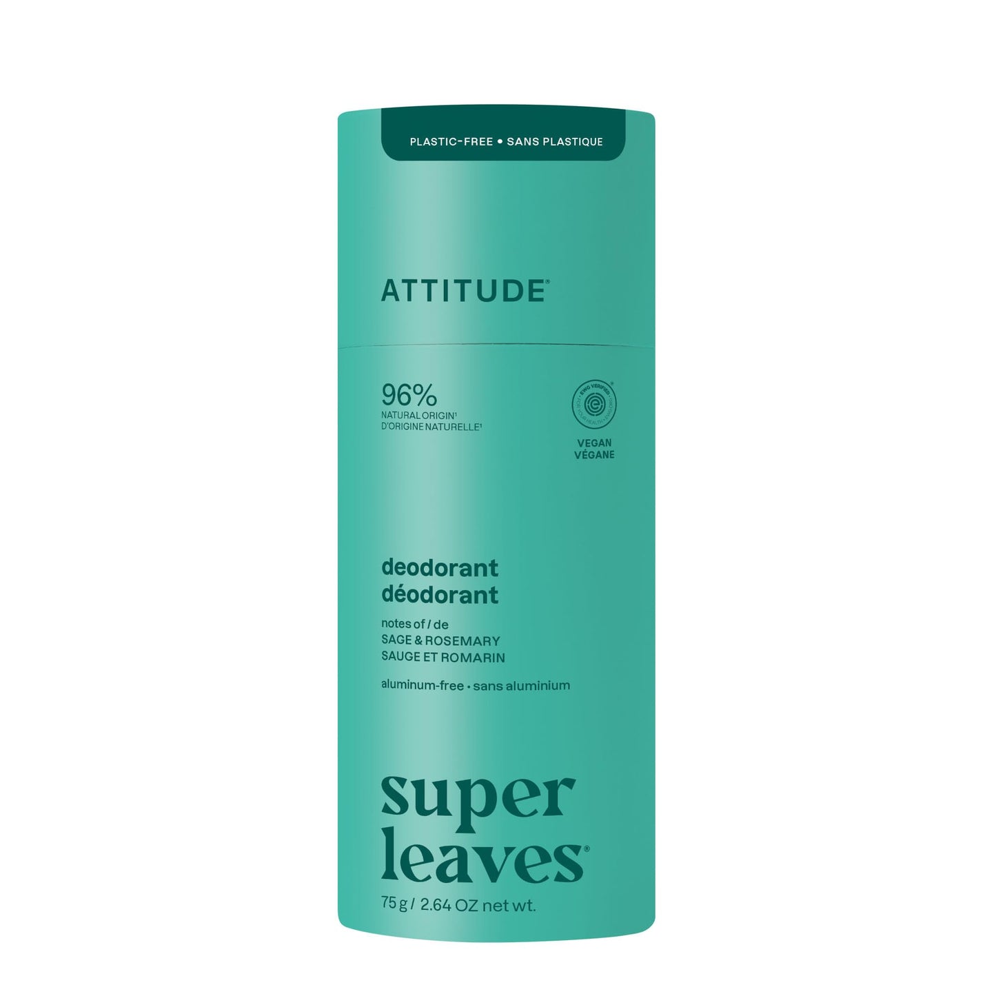 ATTITUDE Plastic-Free Natural Deodorant, Aluminum-Free, Baking Soda Formula, EWG Verified, Vegan, Long-Lasting Odor Protection, With Essential Oils Beauty and Personal Care ATTITUDE