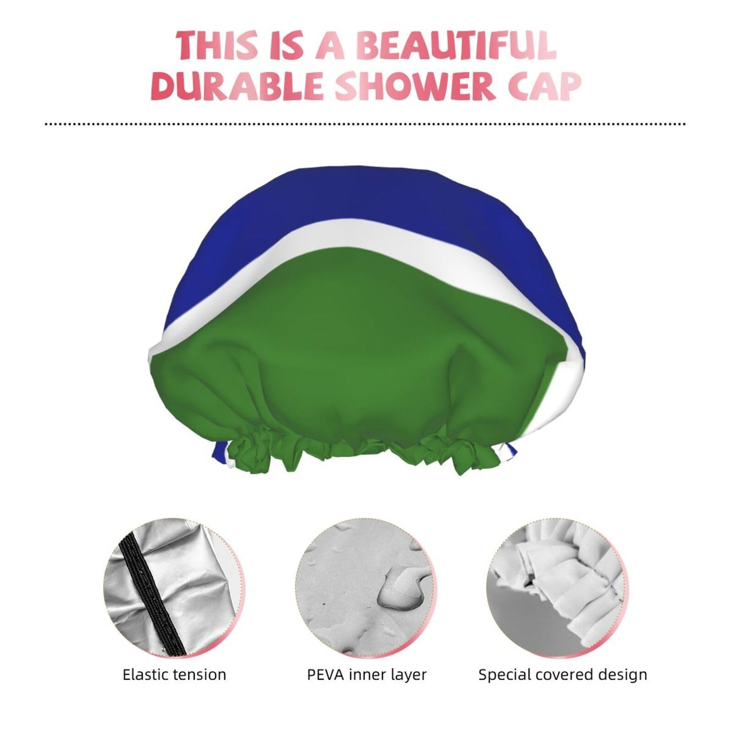 Gambia Flag Prints Shower Cap Double Layer Lined Waterproof Bathing Shower Hat Beauty and Personal Care Hayyett