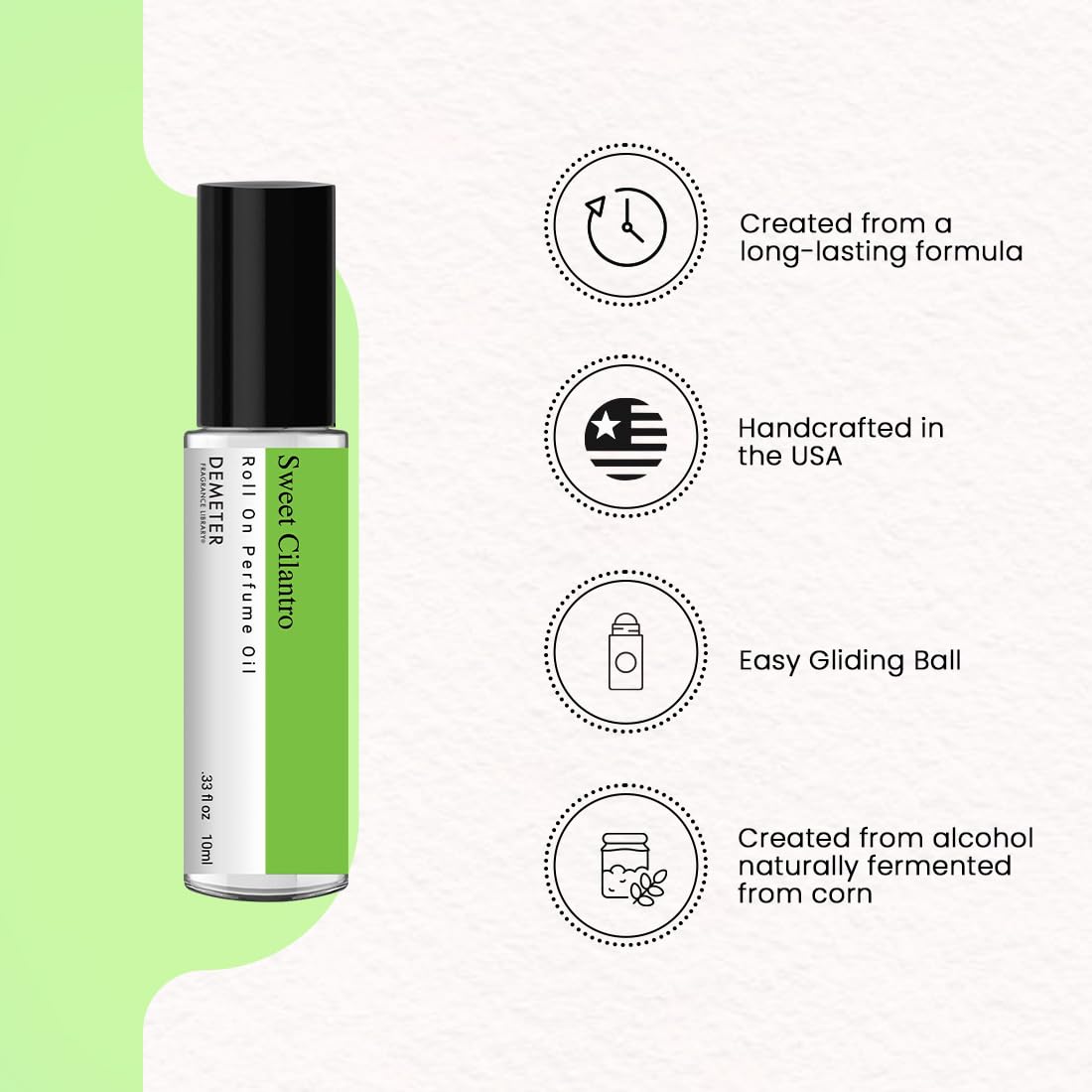 DEMETER Sweet Cilantro Roll On Perfume Oil, 0.33 Oz, Long-Lasting Beauty & Personal Care DEMETER