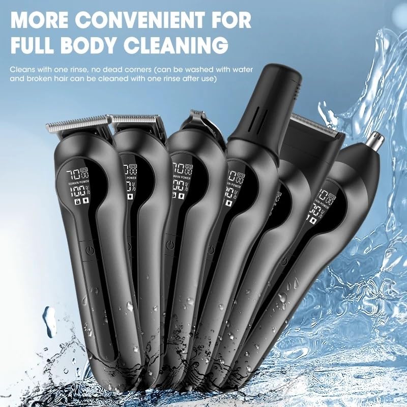 GLESVOWIO Hair Clippers for Men 6 in 1 Multifunctional Clipper with Digital Display High Power Electric Shaver Nose Trimmer Grooming Kit Beauty and Personal Care GLESVOWIO