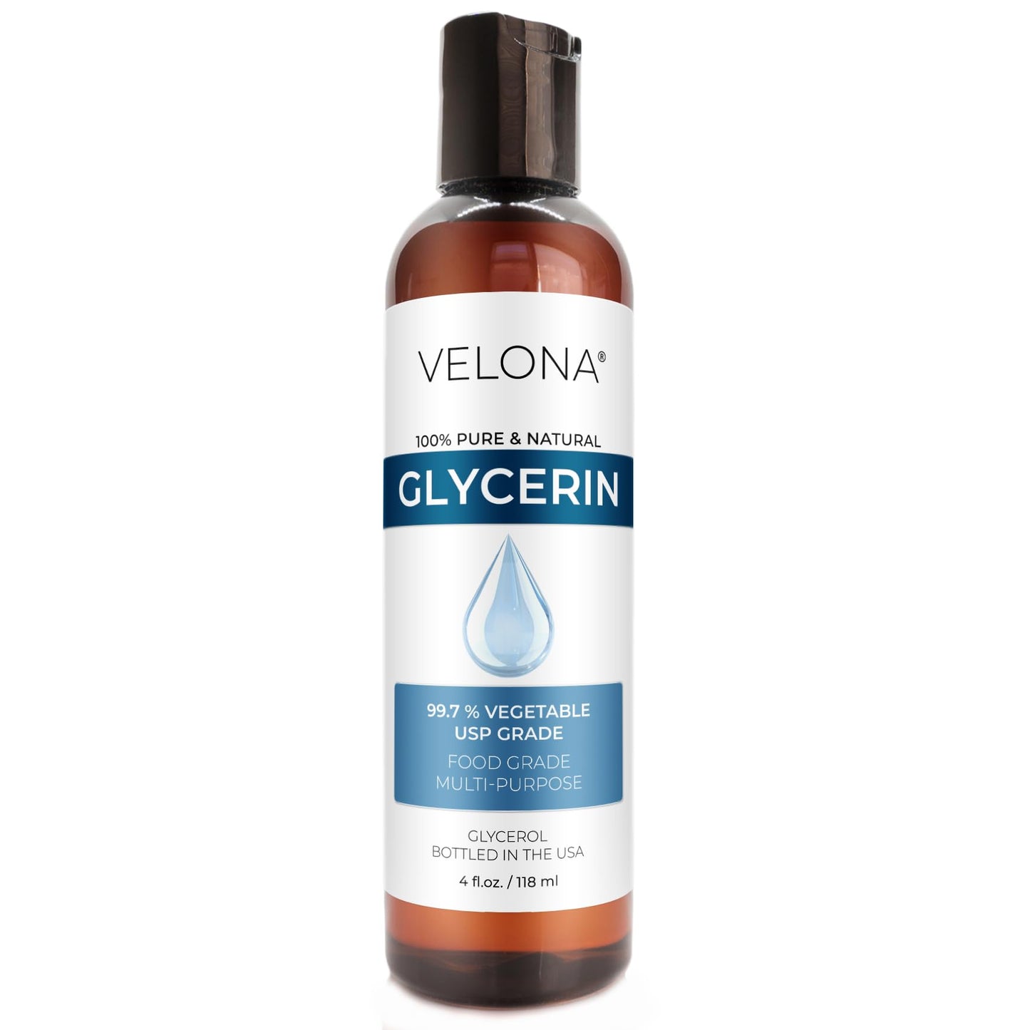 velona Glycerin Vegetable USP Grade 4 fl oz | 100% Pure and Natural Carrier Oil | Hair and Face Moisturizer for Dry Skin, Bubble Bath, Glycerin Soap Beauty & Personal Care velona