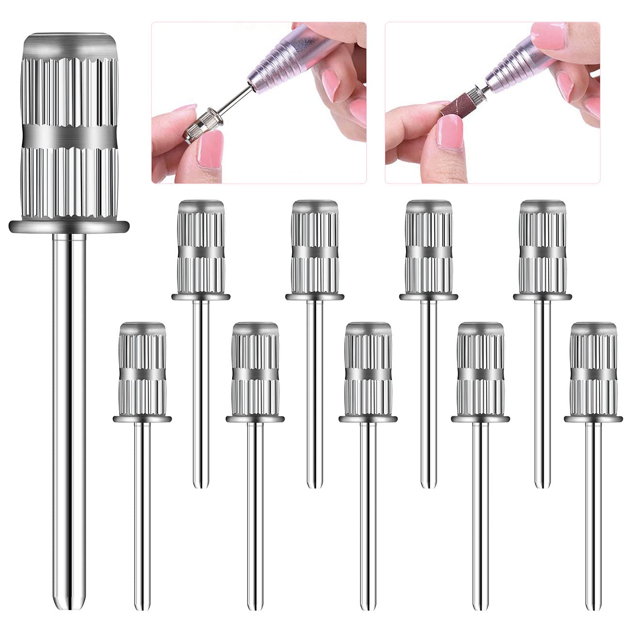Rolybag 10 Pieces nail drill heads nail drill bits sanding band shaft 3/32 inch nail drill bits mandrels for electric file nail sanders manicure Beauty & Personal Care Rolybag